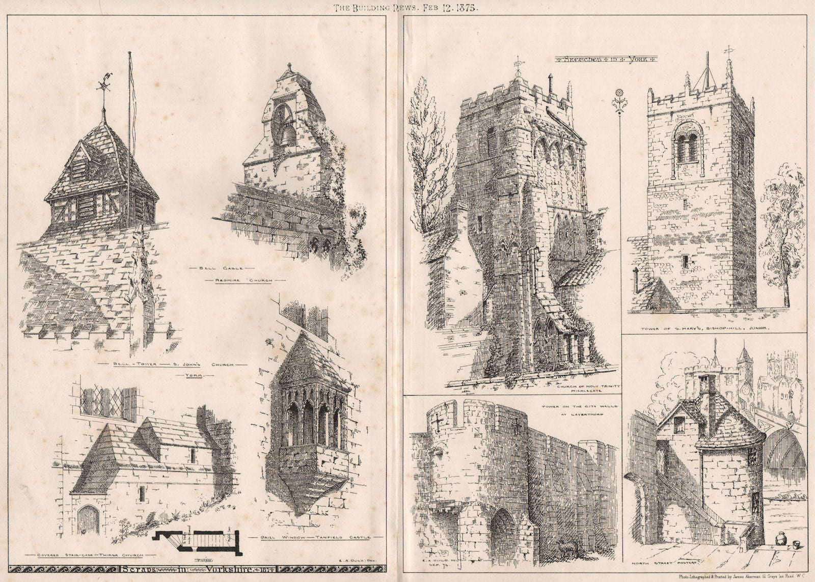 Scraps in Yorkshire; sketches in York 1875 old antique vintage print picture